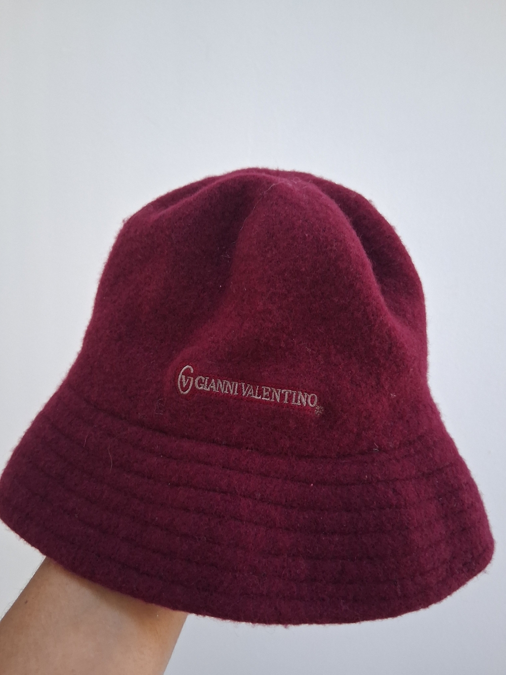 Vintage Gianni Valentino Wool Bucket Hat Burgandy Italy Classic OS